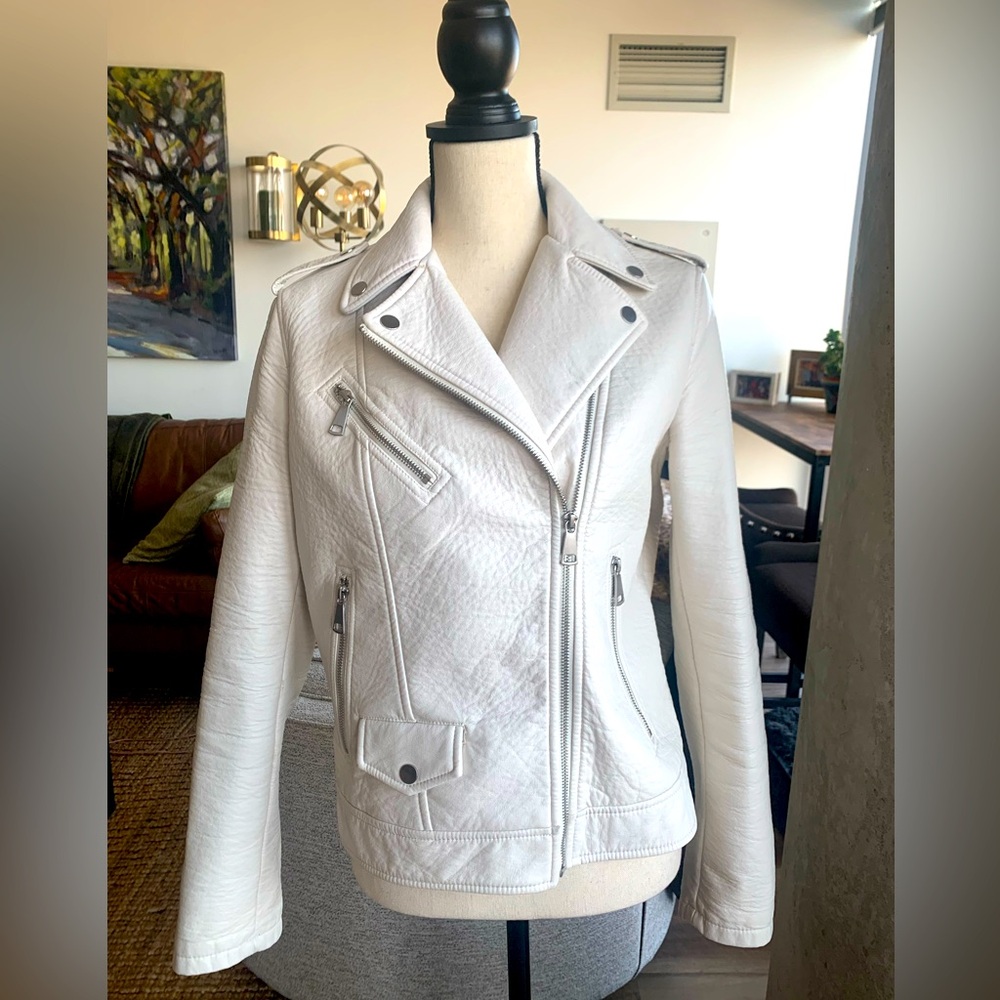 White Faux Leather Moto Jacket